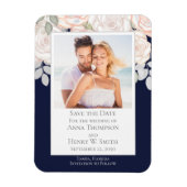 Magnet Flexible Enregistrer la date Mariage Elegant Modern Navy Bl (Vertical)