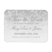Magnet Flexible Enregistrer La Date Mariage Silver Bokeh Sparkle L (Horizontal)