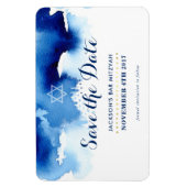 Magnet Flexible ENREGISTRER LA DATE MITZVAH moderne étoile bleu aq (Vertical)