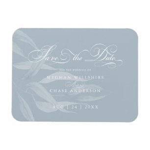 Magnet Flexible Enregistrer la date Moderne Blanc Foliage sur Dust