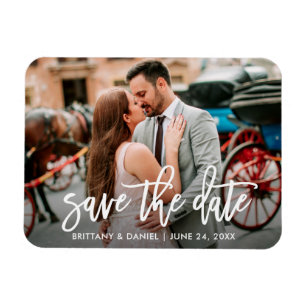 Magnet Flexible Enregistrer La Date Moderne Brosse Script Couple P