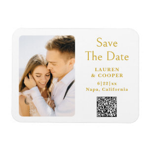 Magnet Flexible Enregistrer La Date Or Blanc Style Design Mariage 