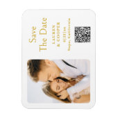 Magnet Flexible Enregistrer La Date Or Blanc Style Design Mariage  (Vertical)