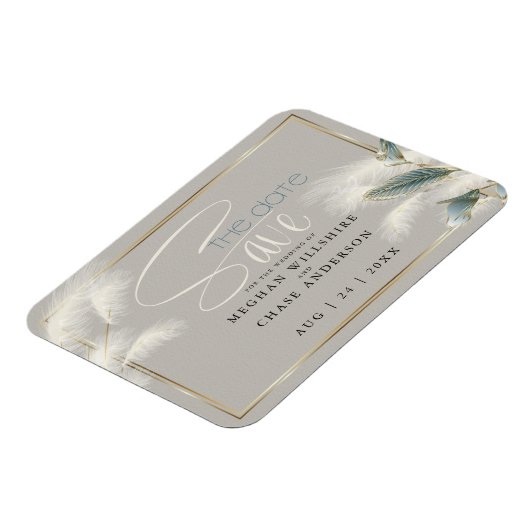 Magnet Flexible Enregistrer la date Pampas Grass Turquoise Anthuri (Côté Gauche)