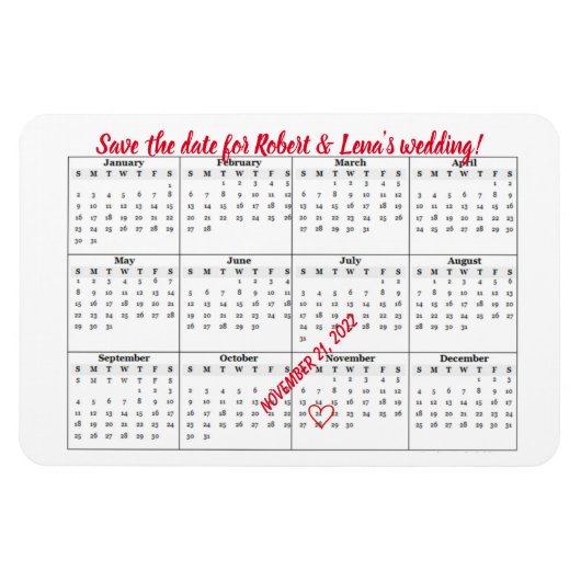 Magnet Flexible Enregistrer la date personnalisée Calendrier annue (Horizontal)