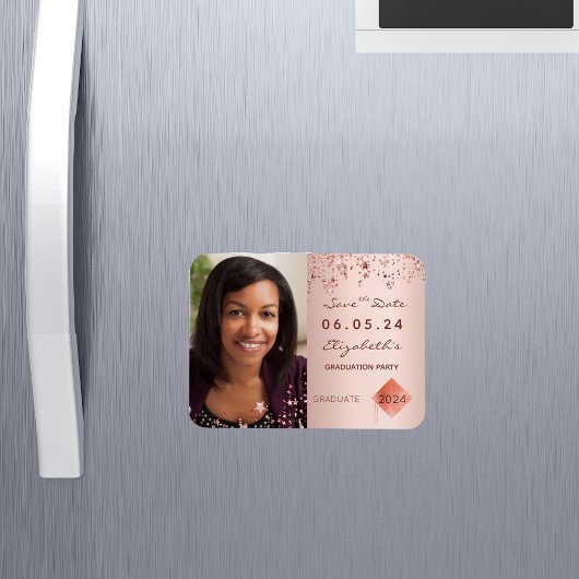 Magnet Flexible Enregistrer la date photo graduation fête blush 20
