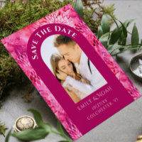 Enregistrer La Date Pink Dahlia Aquarelle Floral