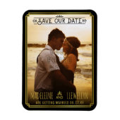 Magnet Flexible Enregistrer la date Retro Black Gold Deco Mariage  (Vertical)
