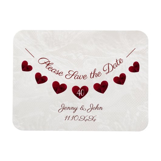 Magnet Flexible Enregistrer la date ruby 40e anniversaire mariage (Horizontal)