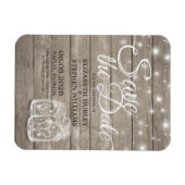 Magnet Flexible Enregistrer La Date Rustique Bois Mason Jar Éclair (Horizontal)