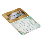 Magnet Flexible Enregistrer La Date Rustique Turquoise Floral Phot (Côté Droit)
