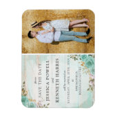 Magnet Flexible Enregistrer La Date Rustique Turquoise Floral Phot (Vertical)