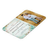 Magnet Flexible Enregistrer La Date Rustique Turquoise Floral Phot (Côté Gauche)