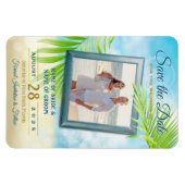 Magnet Flexible Enregistrer la date Votre photo Plage Mariage Palm (Horizontal)