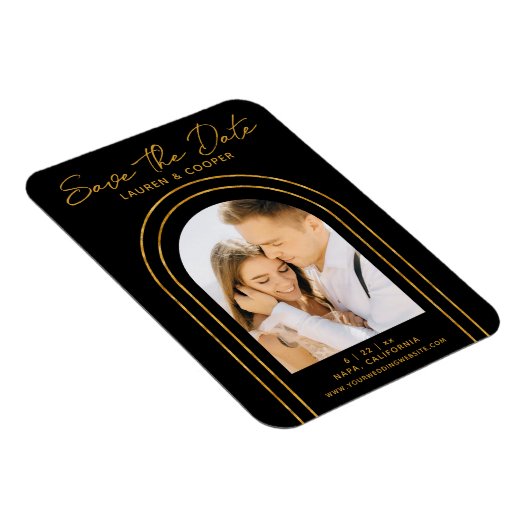 Magnet Flexible Enregistrer La Date White Gold Style Art Déco Mari (Côté Droit)