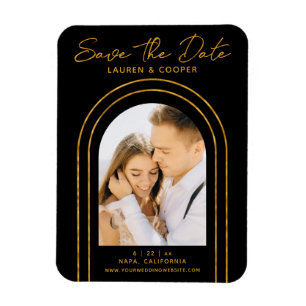 Magnet Flexible Enregistrer La Date White Gold Style Art Déco Mari