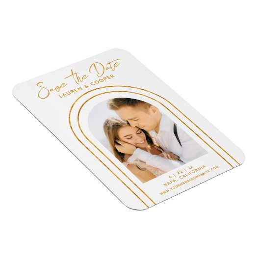 Magnet Flexible Enregistrer La Date White Gold Style Art Déco Mari (Côté Droit)