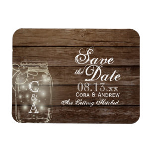 Magnet Flexible Enregistrer l'aimant de date Rustic Mason Jar Lumi