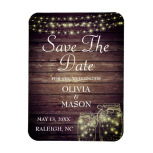 Magnet Flexible Enregistrer l'aimant de date Rustic Mason Jar Lumi