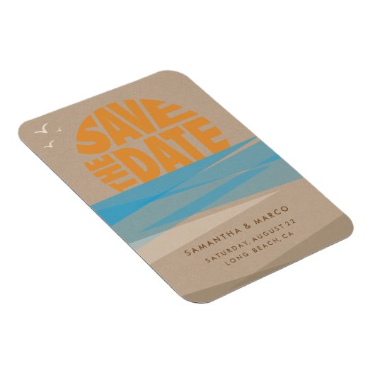 Magnet Flexible Enregistrer l'aimant de la date, mariage de plage (Côté Droit)