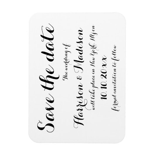 Magnet Flexible Enregistrer le script Date Elegant Calligraphy Mar (Vertical)