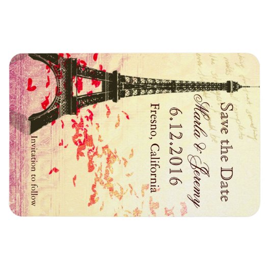 Magnet Flexible Enregistrer le style Tour Eiffel Date (Horizontal)