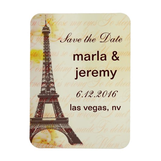Magnet Flexible Enregistrer le style Tour Eiffel Date (Vertical)