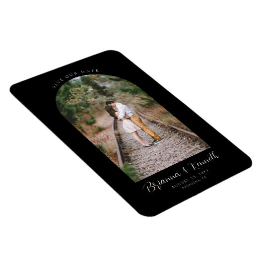 Magnet Flexible Enregistrer notre date Noir et Blanc avec Arch Pho (Côté Droit)