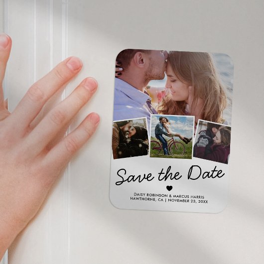 Magnet Flexible Enregistrez la date Simple 4 Photo Mariage