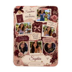 Magnet Flexible Ephemera Teen Girl 6 Anniversaire Photo Collage