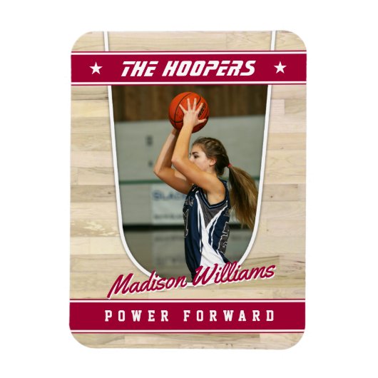 Magnet Flexible Équipe de basket-ball souvenir rouge personnalisab (Vertical)