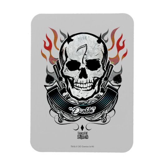Magnet Flexible Équipe de suicide | Diablo Skull & Flames Tattoo A (Vertical)