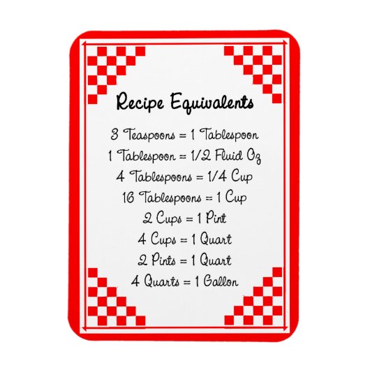 Magnet Flexible Équivalents de mesure Chèques rouges Aide de cuisi (Vertical)