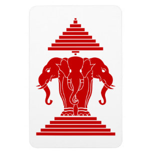 Magnet Flexible Erawan Three Headed Elephant Lao / Laos Flag