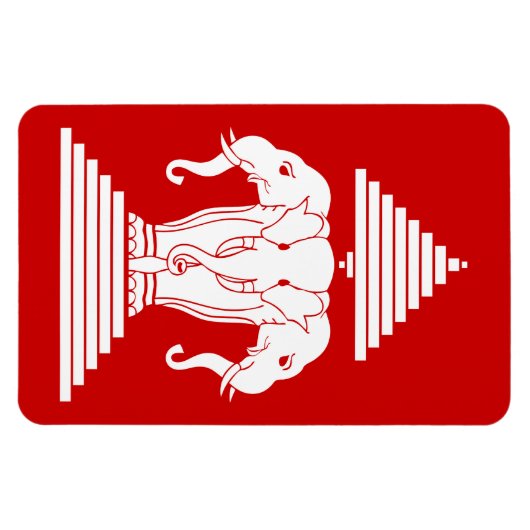 Magnet Flexible Erawan Trois éléphant en tête Lao / Laos Drapeau (Horizontal)
