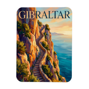 Magnet Flexible Escaliers méditerranéens, Gibraltar, Rocher supéri