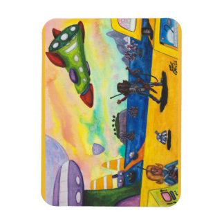 Magnet Flexible Espaceship Planète Aéroport Spatial Peinture Aquar