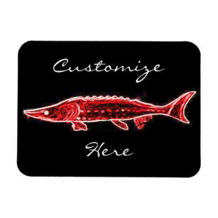 Magnet Flexible esturgeon rouge en noir