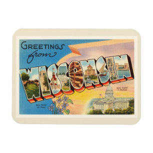 Magnet Flexible État souvenir de Vintage voyage de WI du Wisconsi