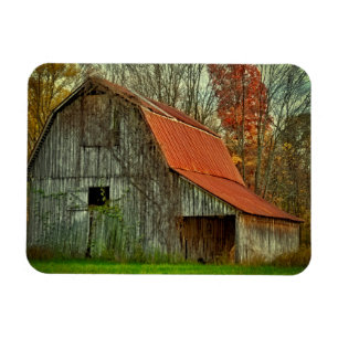 Magnet Flexible États-Unis, Indiana. paysage rural, grange couvert