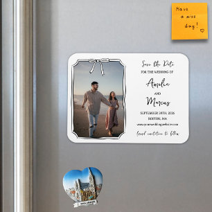 Magnet Flexible Éternel noir & blanc Chic Bow Enregistrer la date