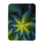 Magnet Flexible Etoile Abstraite, Bleu brillant Vert Or Fractal Ar (Vertical)