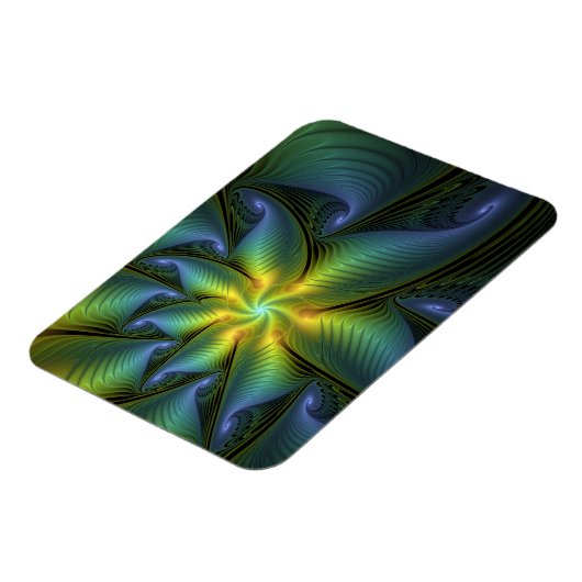 Magnet Flexible Etoile Abstraite, Bleu brillant Vert Or Fractal Ar (Côté Gauche)