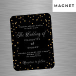 Magnet Flexible étoiles d'or noir mariage élégant script luxe<br><div class="desc">Un arrière - plan noir décoré d'étoiles dorées. Personnalisez et ajoutez vos noms et les détails.</div>