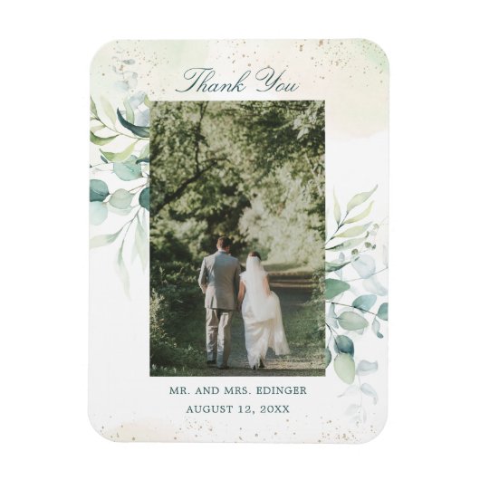 Magnet Flexible Eucalyptus Verdure Photo Merci Mariage Faveur (Vertical)