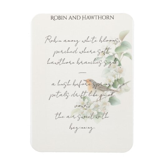 Magnet Flexible European Robin & Hawthorn – Editable Botanical Wed (Vertical)