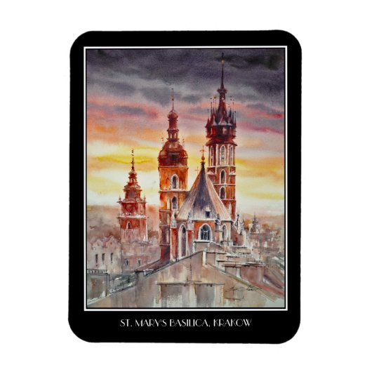 Magnet Flexible EVE Painted Krakow, Poland Old Town  (Vertical)
