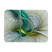 Magnet Flexible Évolution fractale, art abstrait turquoise doré (Horizontal)