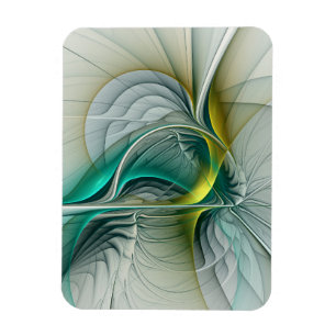 Magnet Flexible Évolution fractale, art abstrait turquoise doré