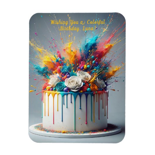 Magnet Flexible Explosion de joie - Joyeux gâteau d'anniversaire (Vertical)